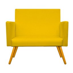 Kit Namoradeira e Poltrona Beatriz Base Giratória de Metal Corano Amarelo - Doce Sonho Móveis - 4