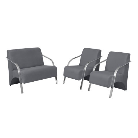 Conjunto Poltronas Vênus 1 Dois Lugares 2 Um Lugar Braços em Alumínio 1 Namoradeira 2 de um Lugar D 