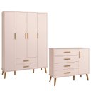 Ver imagem 2 de Kit Comoda Sapateira e Guarda Roupa Isis Pés Retrô 4 Portas 2 Gavetas Infantil Reller