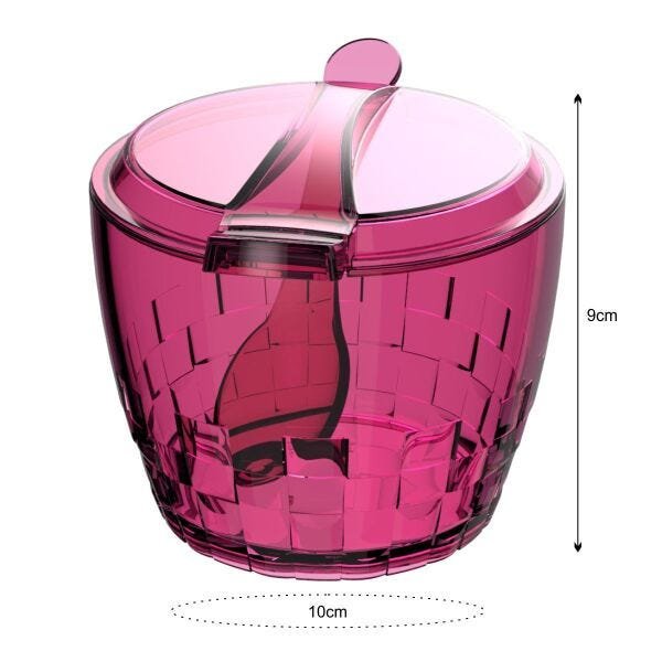Açucareiro Plástico Com Colher Trama 500g - Colors - Rosa - 2