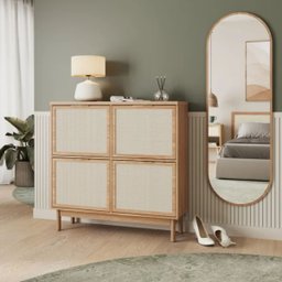 Sapateira Kaki 4 Portas 104 Cm X 105 Cm X 35 Cm Tauari - Telinha Rattan - 2