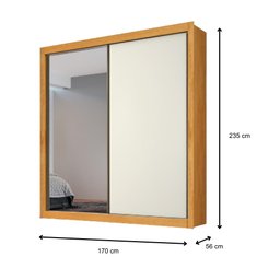 Guarda Roupa Zurique 1 Porta Espelhada 100% Mdf Peroba Off White - Móveis Europa - 6