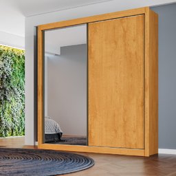 Guarda Roupa Zurique 1 Porta Espelhada 100% Mdf Peroba Off White - Móveis Europa - 3