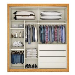 Guarda Roupa Zurique 1 Porta Espelhada 100% Mdf Peroba Off White - Móveis Europa - 5