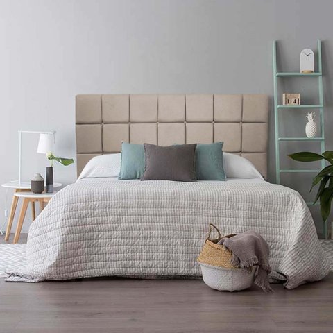 Cabeceira Estofada Espanha 195cm King Size para Cama Box Corino Bege - Gat Magazine
