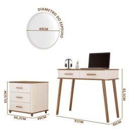 Penteadeira Com Espelho Retrô Para Quarto Off White Freijó Maitê Fabri - 4 Penteadeira Com Espelho Retrô Para Quarto Off White Freijó Maitê Fabri - 4