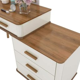 Penteadeira Com Espelho Retrô Para Quarto Off White Freijó Maitê Fabri - 3 Penteadeira Com Espelho Retrô Para Quarto Off White Freijó Maitê Fabri - 3