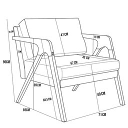 Kit 04 Poltronas Decorativas Sala Estar Pietra L02 Couríssimo Camel Linho Champagne - Lyam Decor - 5