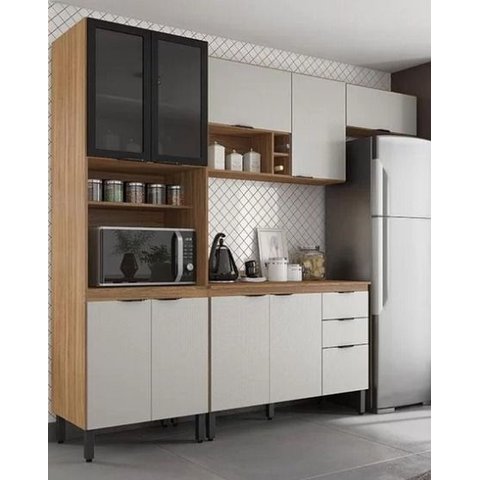 Cozinha Modulada Compacta Firenze - Amendoa Nude com 04 Peças
