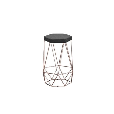 Banqueta Rubi Bronze Linho Chumbo Metal Móveis