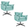Kit 2 Poltronas Opala Base Giratória de Metal Suede Azul Tiffany - Doce Sonho Móveis - 1