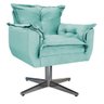 Kit 2 Poltronas Opala Base Giratória de Metal Suede Azul Tiffany - Doce Sonho Móveis - 2