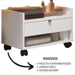 Armário Gabinete para Banheiro com Rodízios Prisma - Jm3:branco - 5