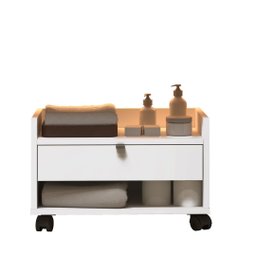 Armário Gabinete para Banheiro com Rodízios Prisma - Branco - 5 Armário Gabinete para Banheiro com Rodízios Prisma - Branco - 5