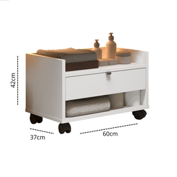 Armário Gabinete para Banheiro com Rodízios Prisma - Jm3:branco - 6