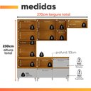 Ver imagem 3 de Armário de Cozinha Completa 8 Portas 5 Gavetas Lais Madeirado/fendi