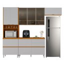 Ver imagem 2 de Armário de Cozinha Completa 8 Portas 5 Gavetas Lais Madeirado/fendi