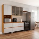 Ver imagem 1 de Armário de Cozinha Completa 8 Portas 5 Gavetas Lais Madeirado/fendi