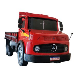 Caminhão Mb 1113 Frente Redonda Carroceria Madeira Miniatura - Vermelho