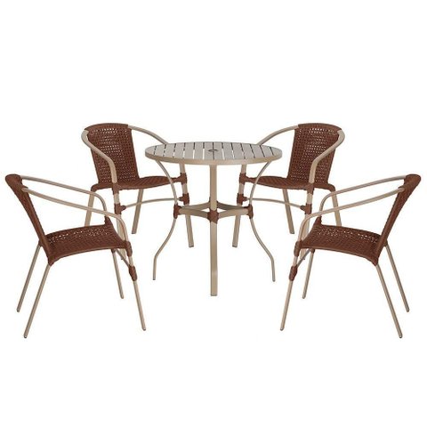 04 Cadeiras Floripa e Mesa Roma 100cm Fendi Trama Original Marrom