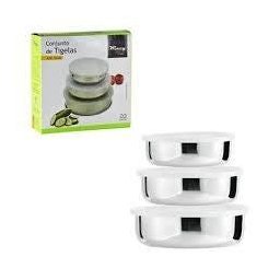 Conjunto de Potes Inox 3 Peças com Tampa Plástica Ixb0107 - 1