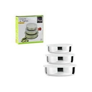 Conjunto de Potes Inox 3 Peças com Tampa Plástica Ixb0107