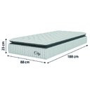Ver imagem 4 de Cama Box Colchão Solteiro Molas Ensacadas City Pillow Top 88x188x61cm Branco / Cinza Hellen - Suport