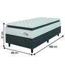Ver imagem 3 de Cama Box Colchão Solteiro Molas Ensacadas City Pillow Top 88x188x61cm Branco / Cinza Hellen - Suport
