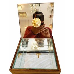 Porta Joias caixinha decorativa acabamento madeira rustica pez provençal Dourado - 2