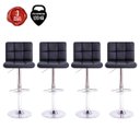 Ver imagem 1 de Kit 4 Banquetas para Cozinha Bar Alta Estofada Gomos Confort - Aço Cromado / Preto