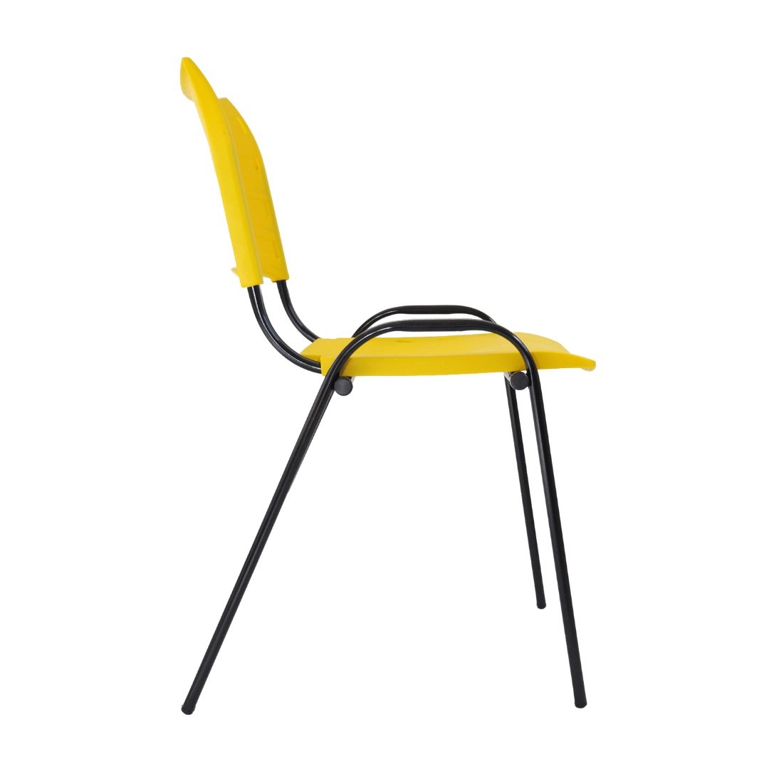 Kit Com 4 Cadeiras Iso Para Escola Escritório Comércio Amarela Base Preta - 3
