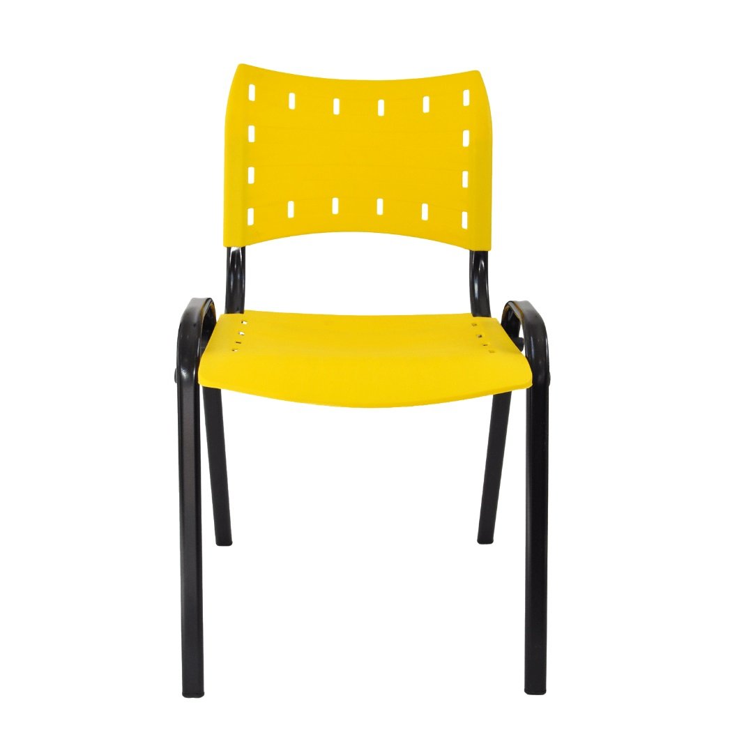 Kit Com 4 Cadeiras Iso Para Escola Escritório Comércio Amarela Base Preta - 2