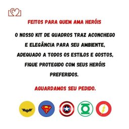 Conjunto Quadros de Super Heróis Kit Decorativos Infantil Telas Placas - 5