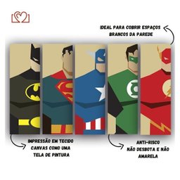 Conjunto Quadros de Super Heróis Kit Decorativos Infantil Telas Placas - 2