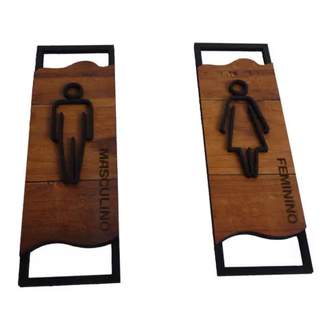Placa de Sinalização Banheiro Masc/ Feminino pequeno