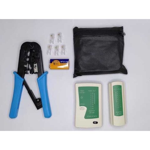 KIT TESTADOR DE CABO REDE E ALICATE DE CRIMPAR RJ45 RJ11 E RJ10
