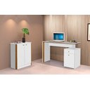 Ver imagem 2 de Conjunto Office Escritório Completo 5 Peças Multiuso Branco Freijó