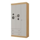 Ver imagem 2 de Guarda-roupa Infantil 92cm com Vidro 3 Portas e 2 Gavetas Pirulito Multimóveis Mp4467 Madeirado/off