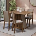 Ver imagem 1 de Conjunto Sala de Jantar Mesa Tampo de Madeira 4 Cadeiras Rustic/crema/hibiscos Sophie Madesa