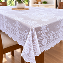 Ver imagem 2 de Toalha de Mesa de Renda 6 Lugares Retangular Branca