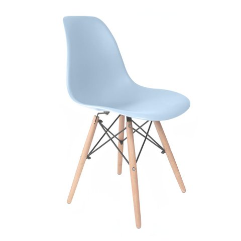 Cadeira Eames Pés de Madeira Azul Claro