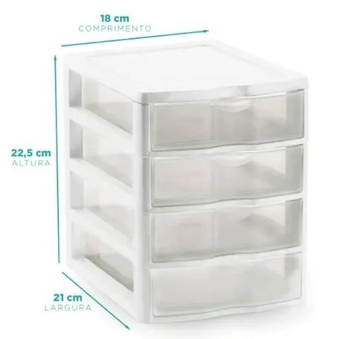 Gaveteiro Pequeno com 4 Gavetas - Branco