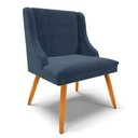 Ver imagem 7 de Kit 8 Cadeiras Estofadas para Sala de Jantar Pés Palito Lia Suede Azul Marinho - Ibiza