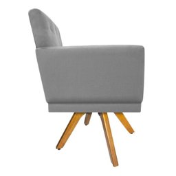 Poltrona Dália Base Giratória de Madeira Suede Cinza - Doce Sonho Móveis - 3