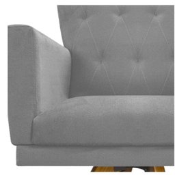 Poltrona Dália Base Giratória de Madeira Suede Cinza - Doce Sonho Móveis - 5