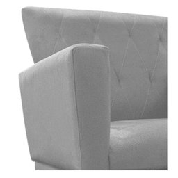 Poltrona Dália Base Giratória de Madeira Suede Cinza - Doce Sonho Móveis - 6