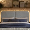 Ver imagem 1 de Cabeceira Modulada King 200 cm Organica com LED Linho Cinza Vconcept