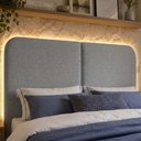 Ver imagem 2 de Cabeceira Modulada King 200 cm Organica com LED Linho Cinza Vconcept