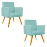 Kit 2 Poltronas Beatriz Palito Mel Suede Azul Tiffany - Doce Sonho Móveis - 1