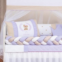 Kit Berço Trança Completo Urso Teddy Lilas 12 Peças - 2